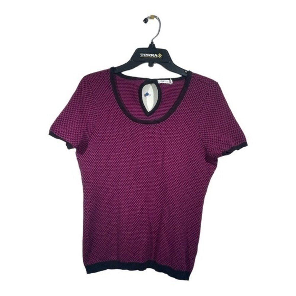 Reitmans Womens Sweater Short Sleeve Keyhole Back Fuchsia Petites Size M